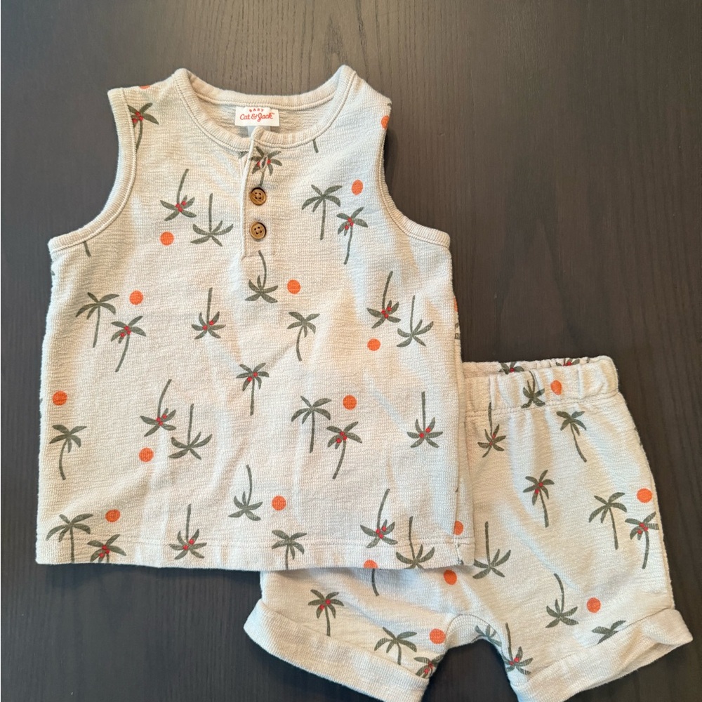 Cat & Jack Beige Palm Tree Toddler Outfit